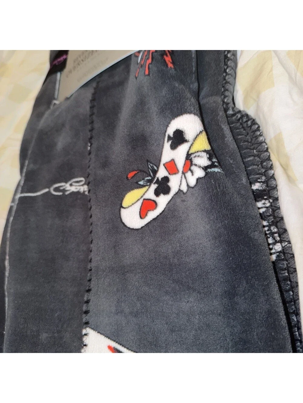 Ed Hardy Reversible Plush Oversized Throw Blanket 60x70 Dark Gray dice PrintNWT